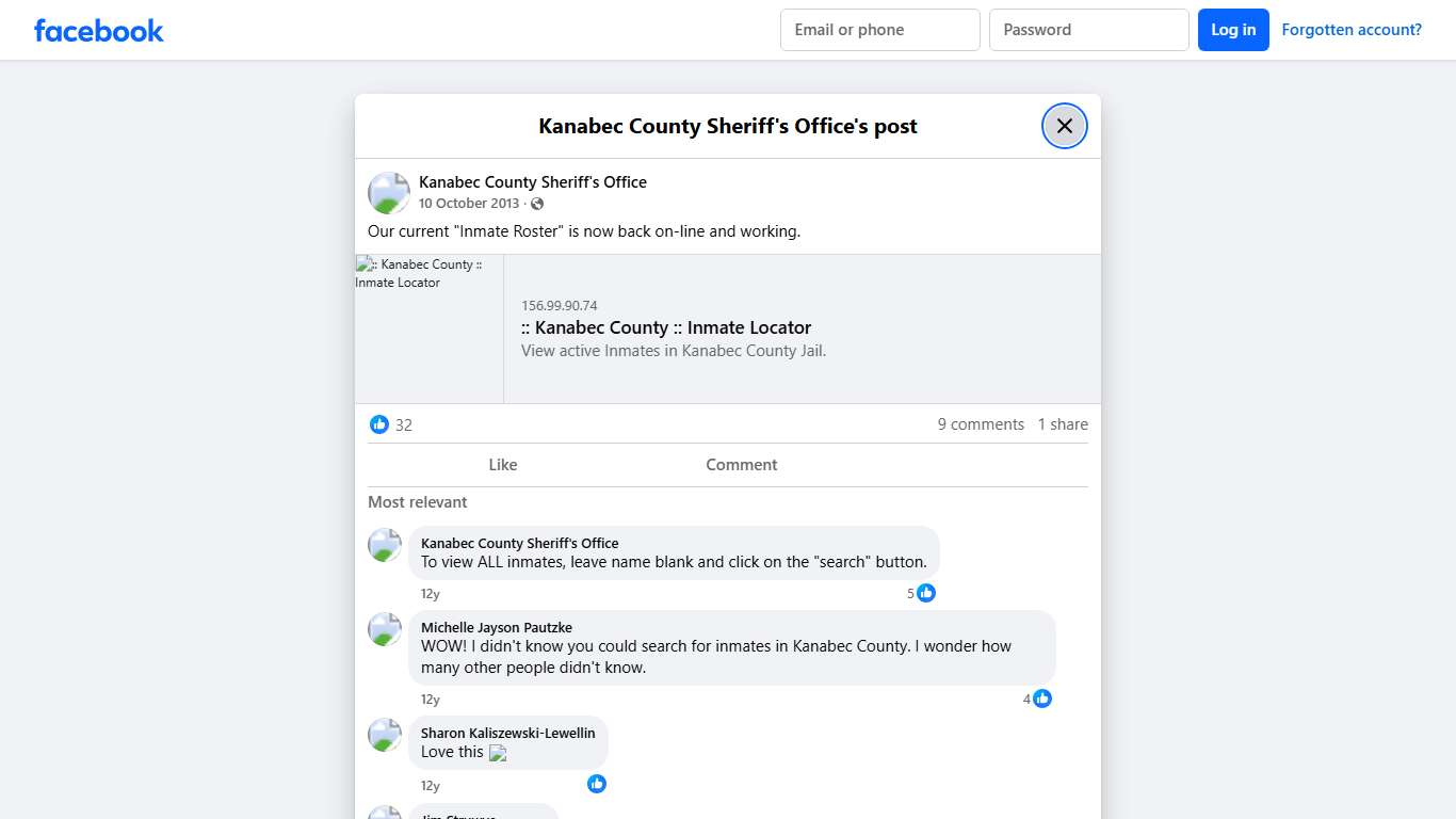Our current "Inmate... - Kanabec County Sheriff's Office | Facebook